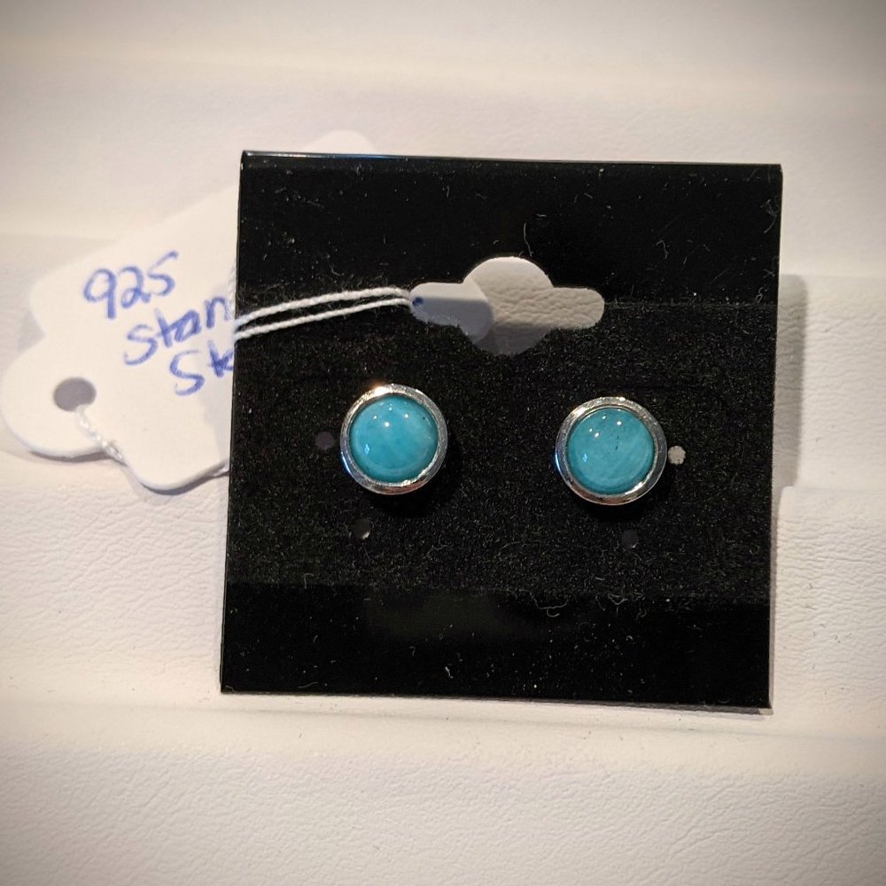 Amazonite Gemstone Stud Earrings